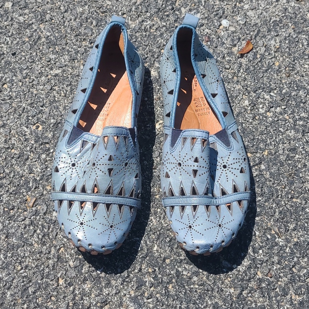 Spring Step Fusaro Loafer Size 41/9.5/10 Leather Laser Cut Slip On‎ Shoe Brown